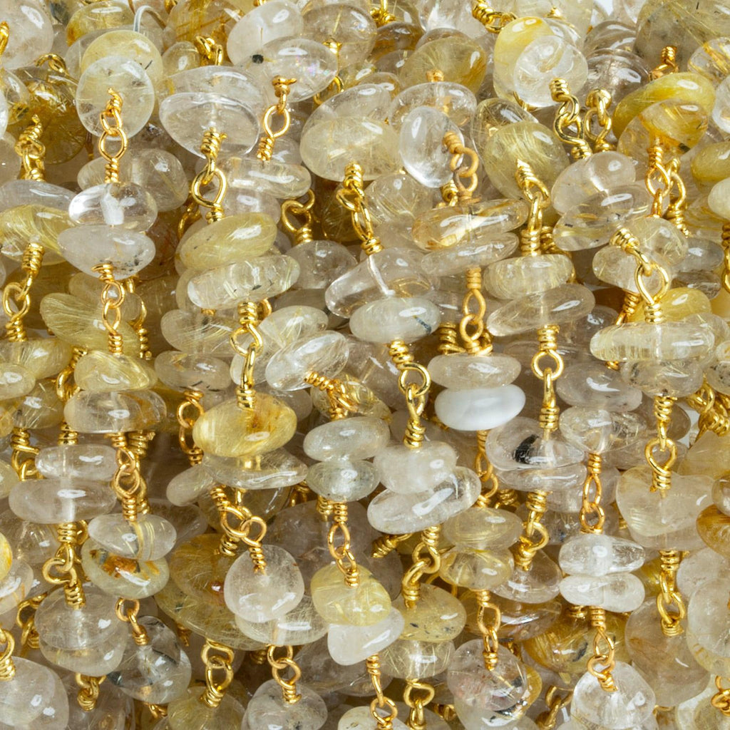 Rutilated Quartz Double Nugget Gold Chain 54 pieces - The Bead Traders