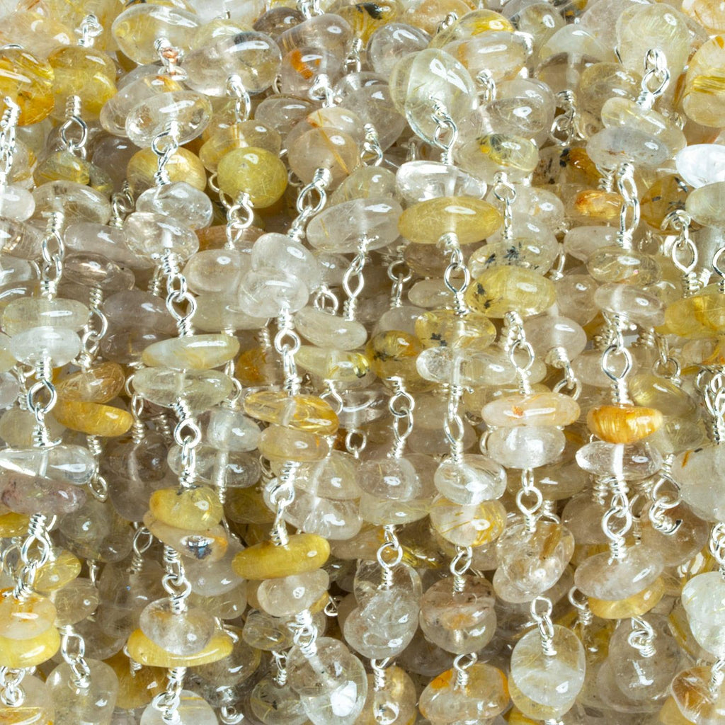 Rutilated Quartz Double Nugget Silver Chain 60 pieces - The Bead Traders