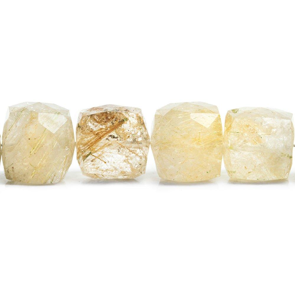 Rutilated Quartz Faceted Cube Beads 8 inch 26 pieces - The Bead Traders