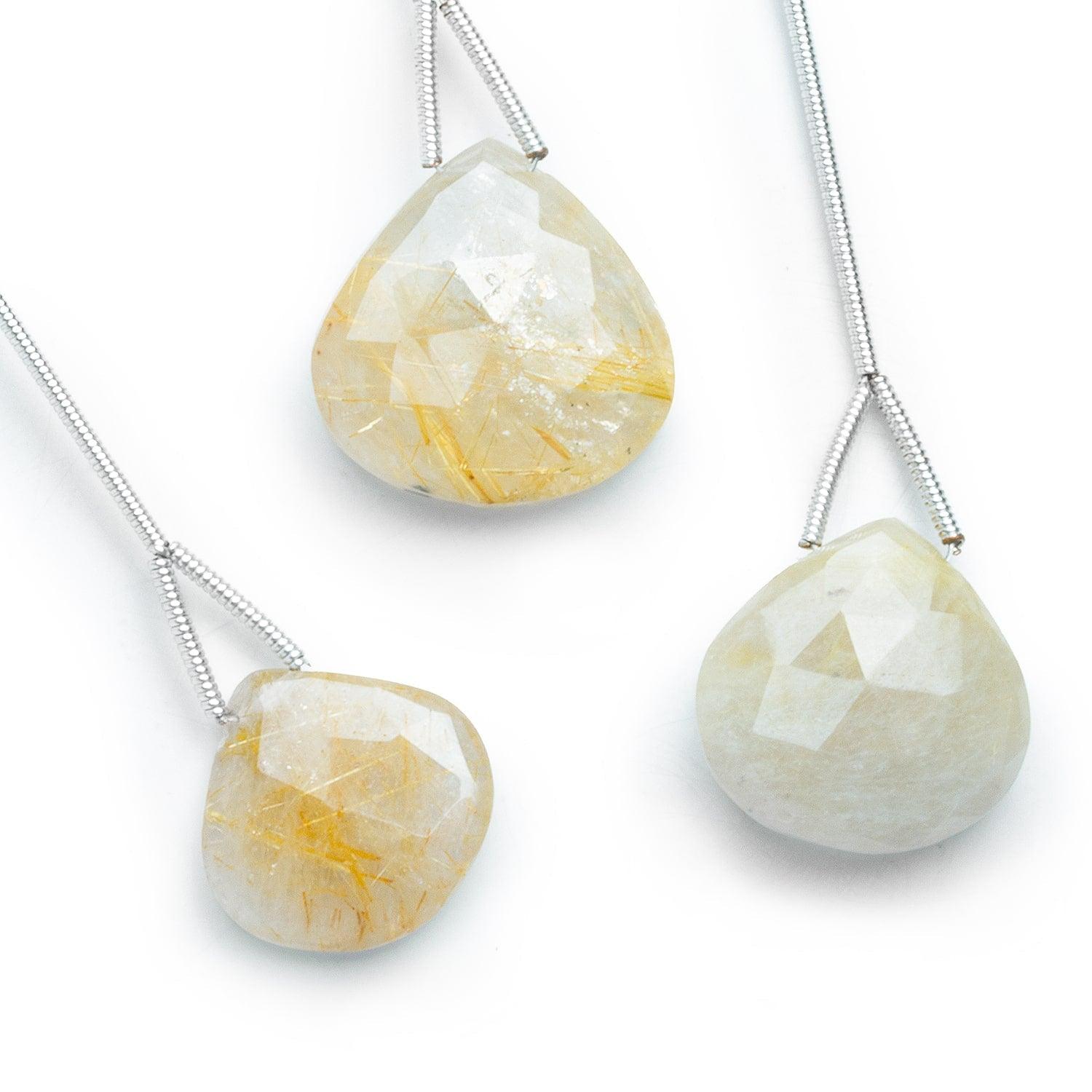 Rutilated Quartz Faceted Heart Focal Bead 1 Piece - The Bead Traders