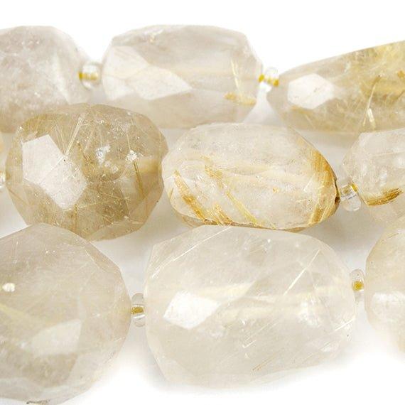Rutilated Quartz Faceted Nugget Beads 15 inch 18 pieces - The Bead Traders