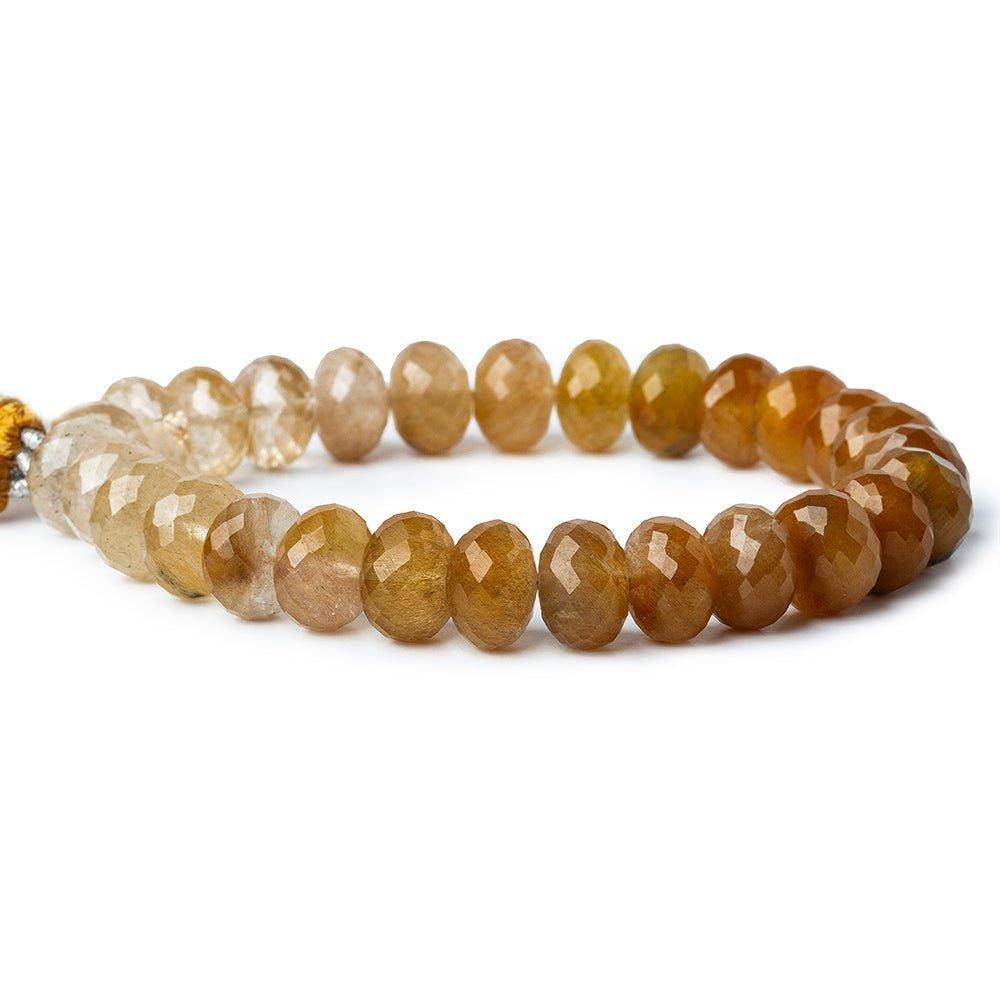 Rutilated Quartz faceted rondelles 8 inch 27 beads 10mm average diameer - The Bead Traders