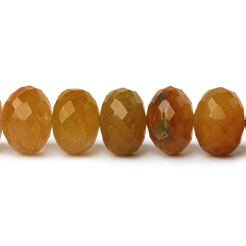 Rutilated Quartz faceted rondelles 8 inch 27 beads 10mm average diameer - The Bead Traders