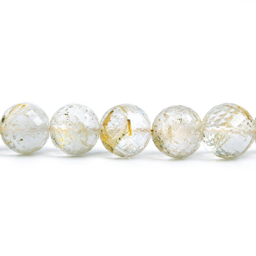 Rutilated Quartz Faceted Round Beads 16 inch 56 pieces - The Bead Traders