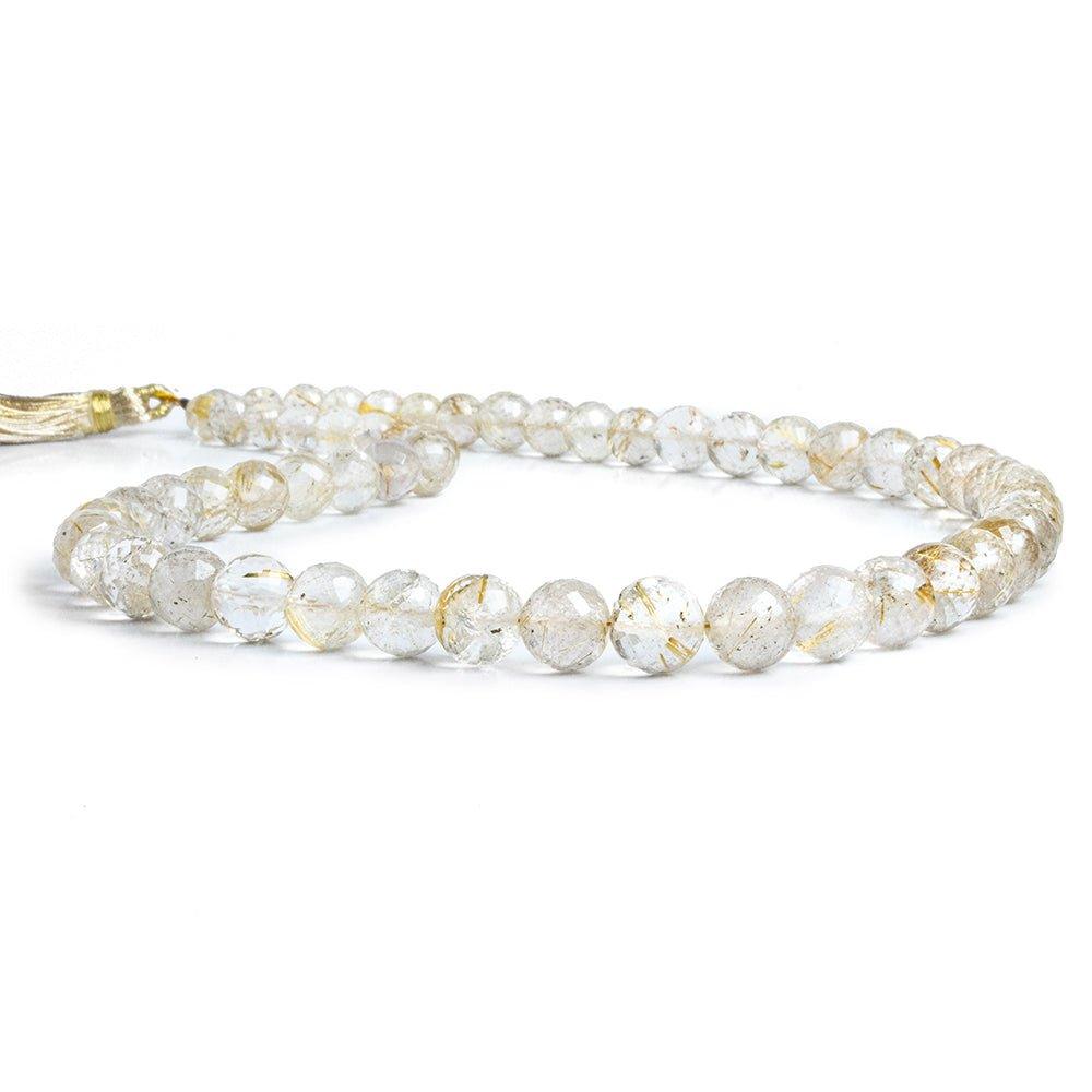 Rutilated Quartz Faceted Round Beads 16 inch 56 pieces - The Bead Traders