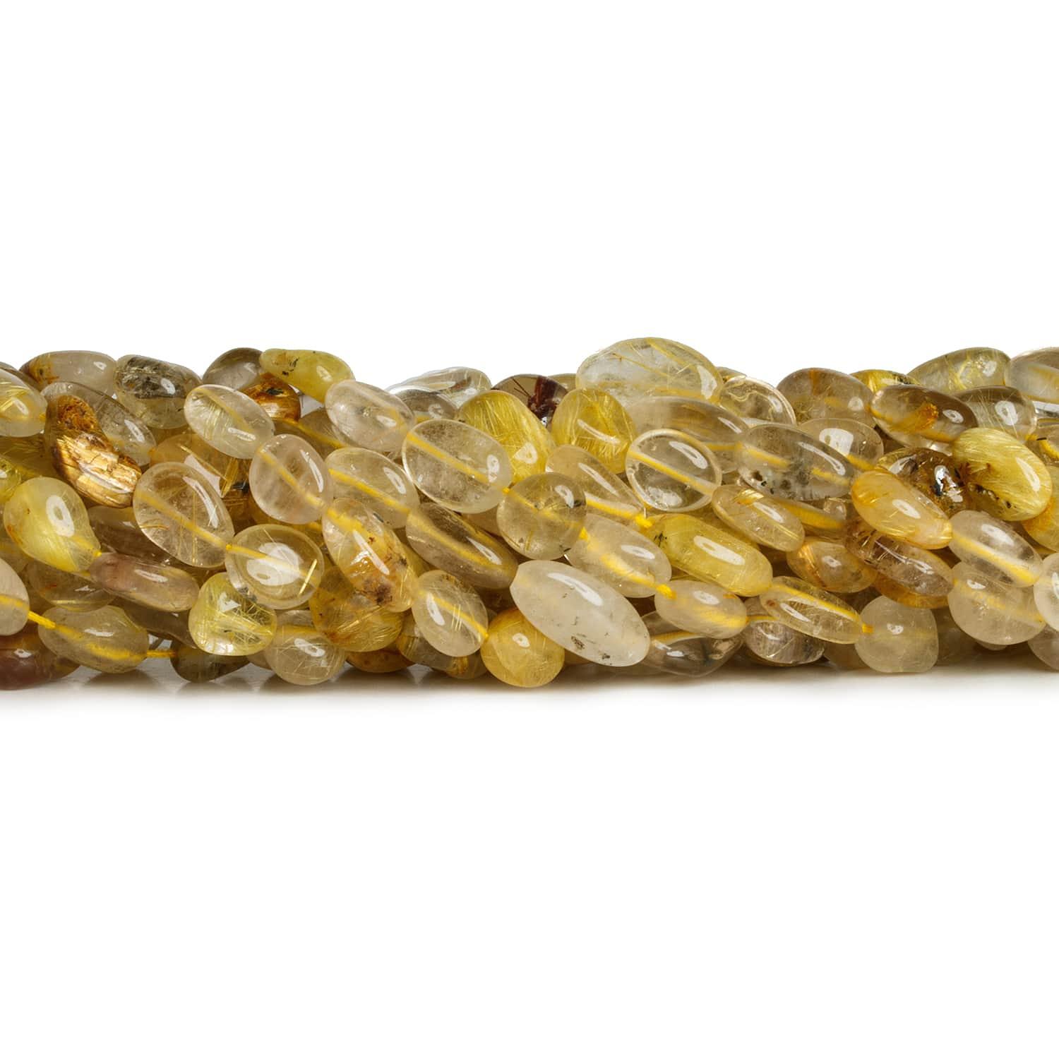 Rutilated Quartz Plain Nuggets 12 inch 40 beads - The Bead Traders
