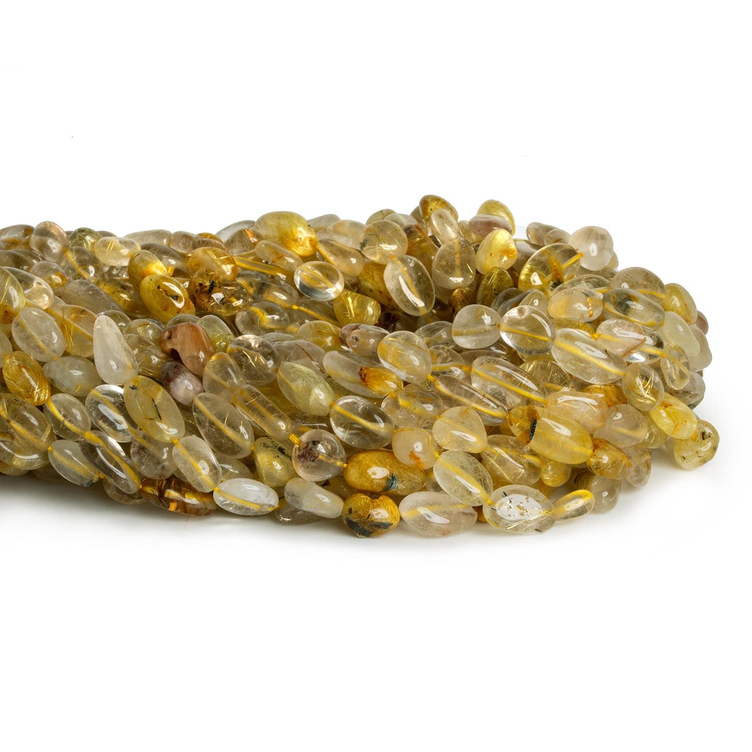 Rutilated Quartz Plain Nuggets 12 inch 40 beads - The Bead Traders