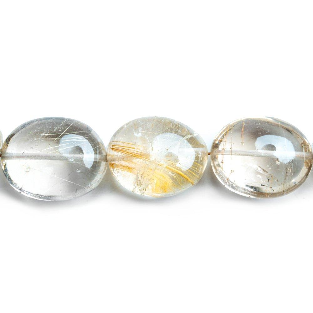 Rutilated Quartz Plain Oval Beads 16 inch 25 pieces - The Bead Traders