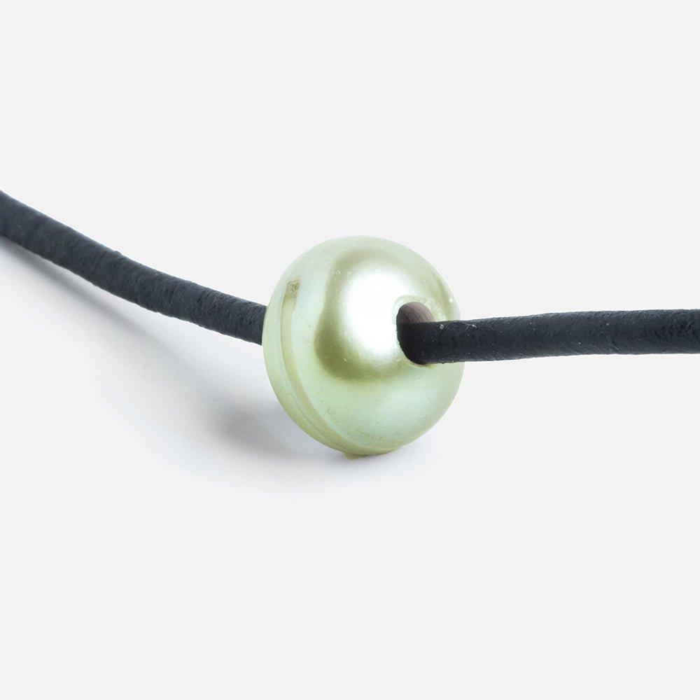 Sage Green Button Large Hole Pearls 10 pieces - The Bead Traders