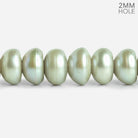 Sage Green Button Large Hole Pearls 16 inch 50 pieces - The Bead Traders