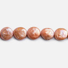 Salmon Freshwater Coin Pearls 15 inch 33 pieces - The Bead Traders
