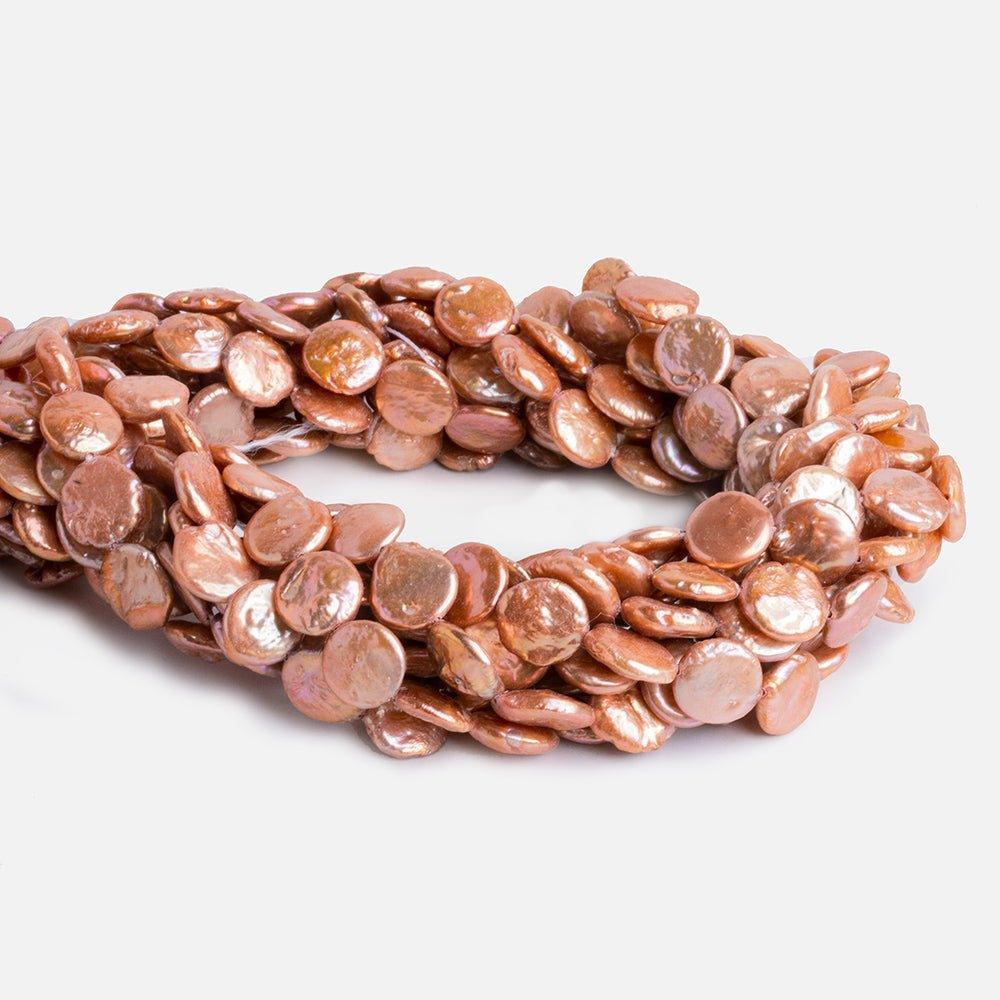 Salmon Freshwater Coin Pearls 15 inch 33 pieces - The Bead Traders