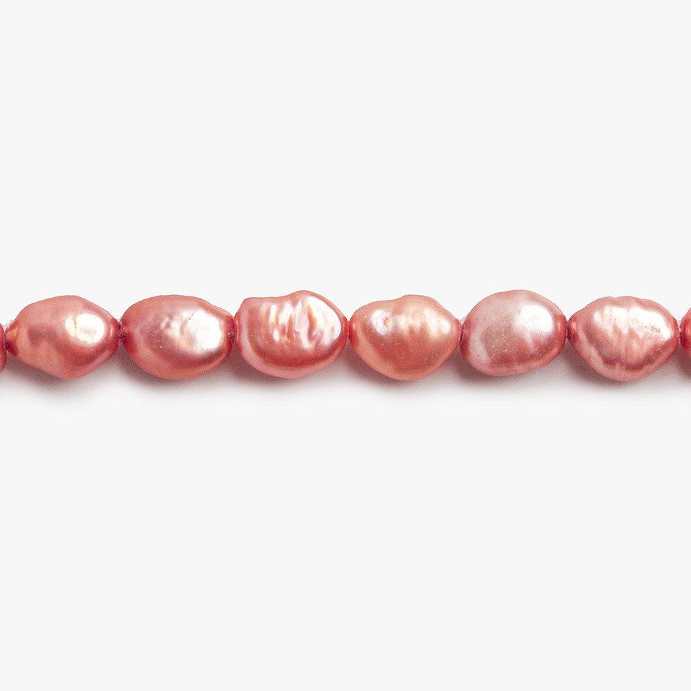 Salmon Pink Baroque straight drilled flat sided Freshwater Pearls 16 inch 49 pieces 5x7mm - 6x7mm - The Bead Traders