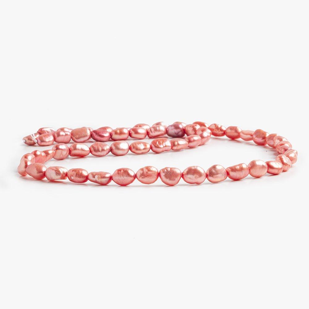 Salmon Pink Baroque straight drilled flat sided Freshwater Pearls 16 inch 49 pieces 5x7mm - 6x7mm - The Bead Traders