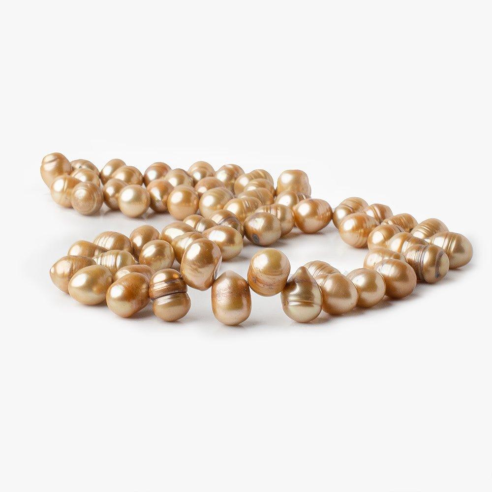 Sandy Brown Ringed Baroque top drill freshwater pearls 60 pcs 15 inch 10x8-12x9mm - The Bead Traders