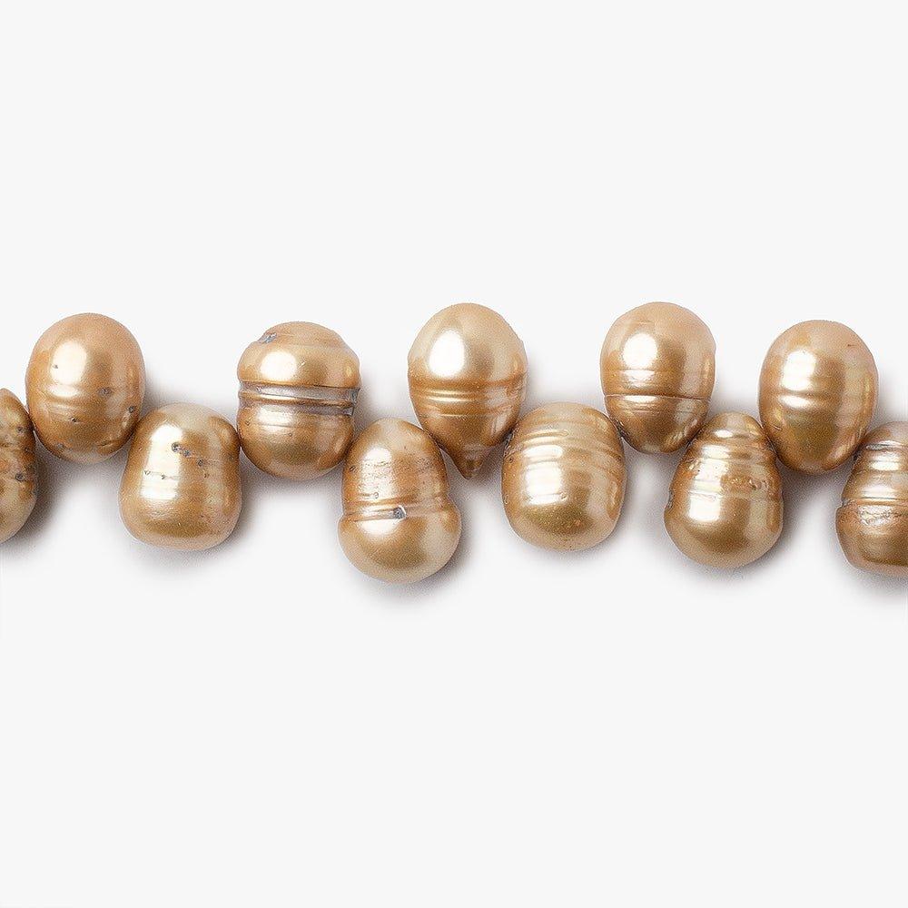 Sandy Brown Ringed Baroque top drill freshwater pearls 60 pcs 15 inch 10x8-12x9mm - The Bead Traders