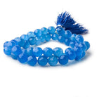 Santorini Blue Chalcedony faceted candy kiss beads 8 inch 50 pieces - The Bead Traders