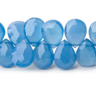 Santorini Blue Chalcedony Faceted Pear Beads 8 inch 42 pieces - The Bead Traders