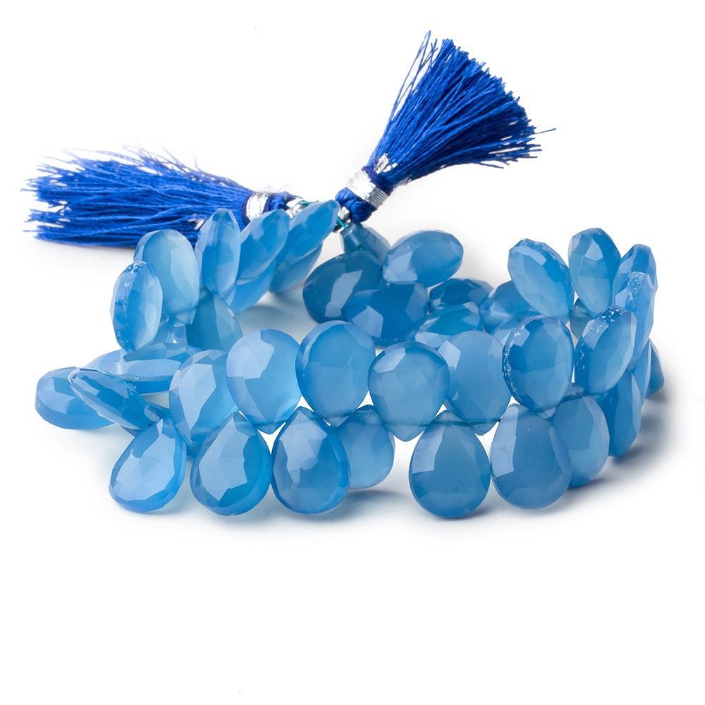 Santorini Blue Chalcedony Faceted Pear Beads 8 inch 42 pieces - The Bead Traders
