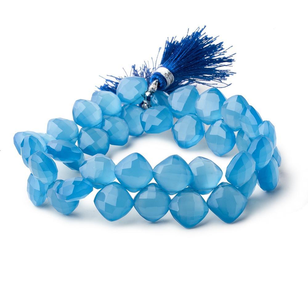 Santorini Blue Chalcedony Faceted Pillow Beads 8 inch 40 beads - The Bead Traders