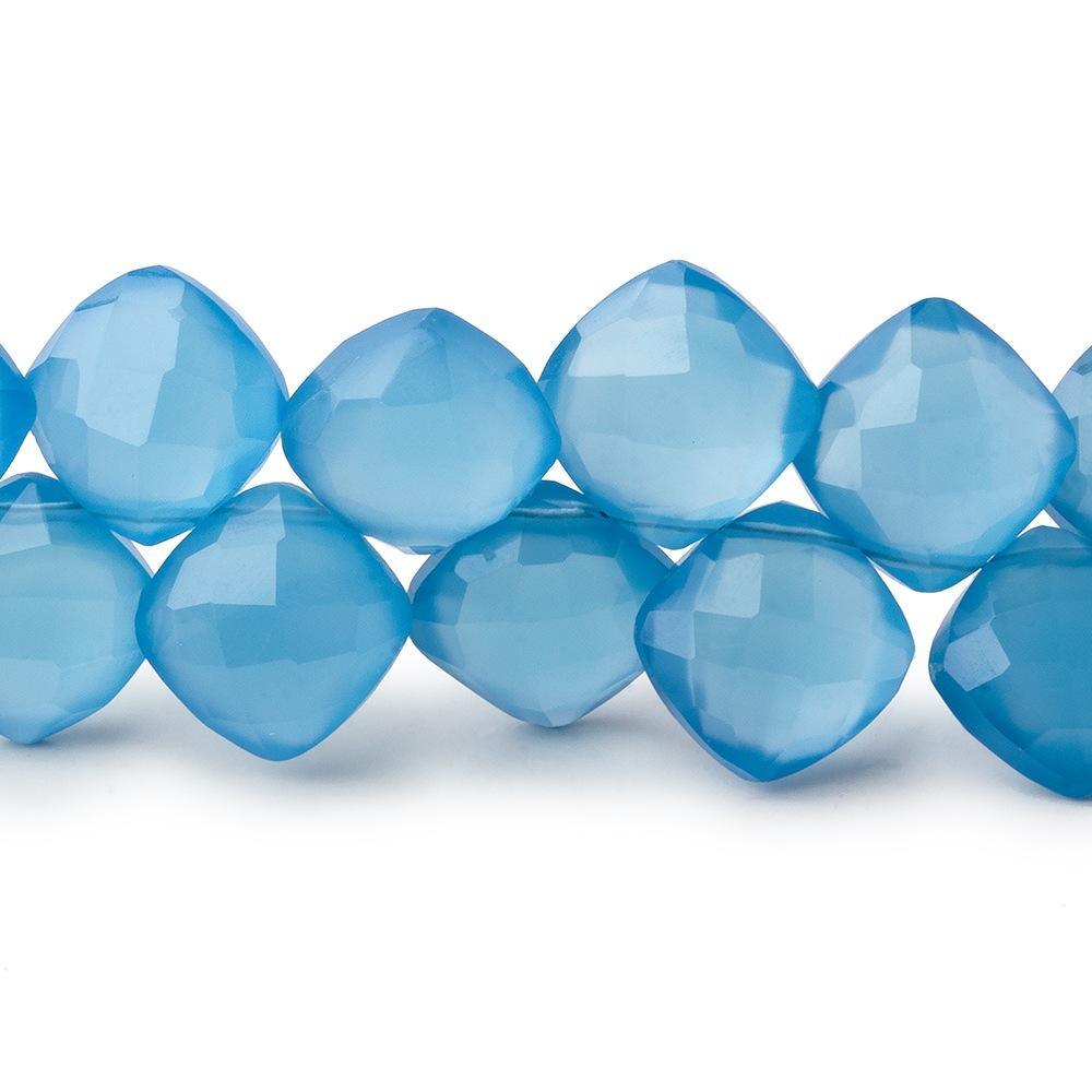 Santorini Blue Chalcedony Faceted Pillow Beads 8 inch 40 beads - The Bead Traders