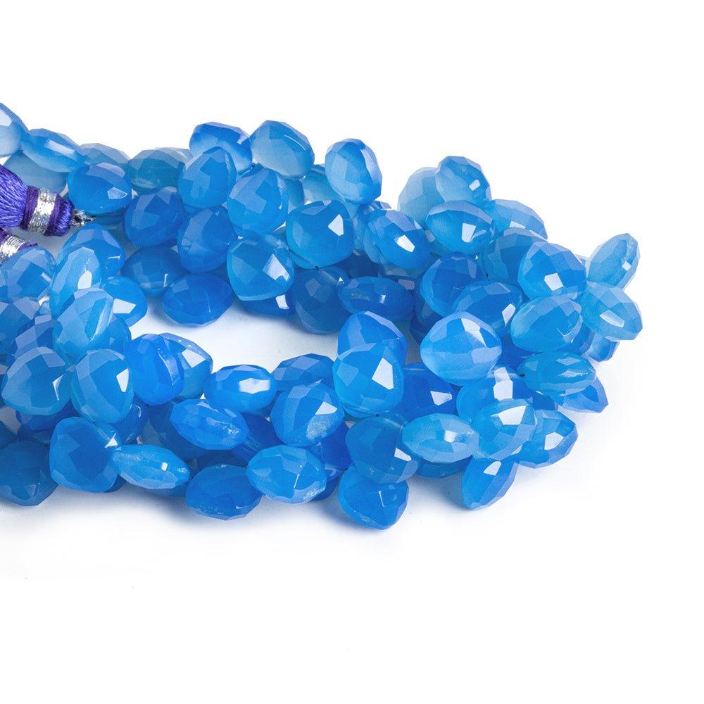 Santorini Blue Chalcedony Faceted Pillow Beads 8 inch 40 beads - The Bead Traders