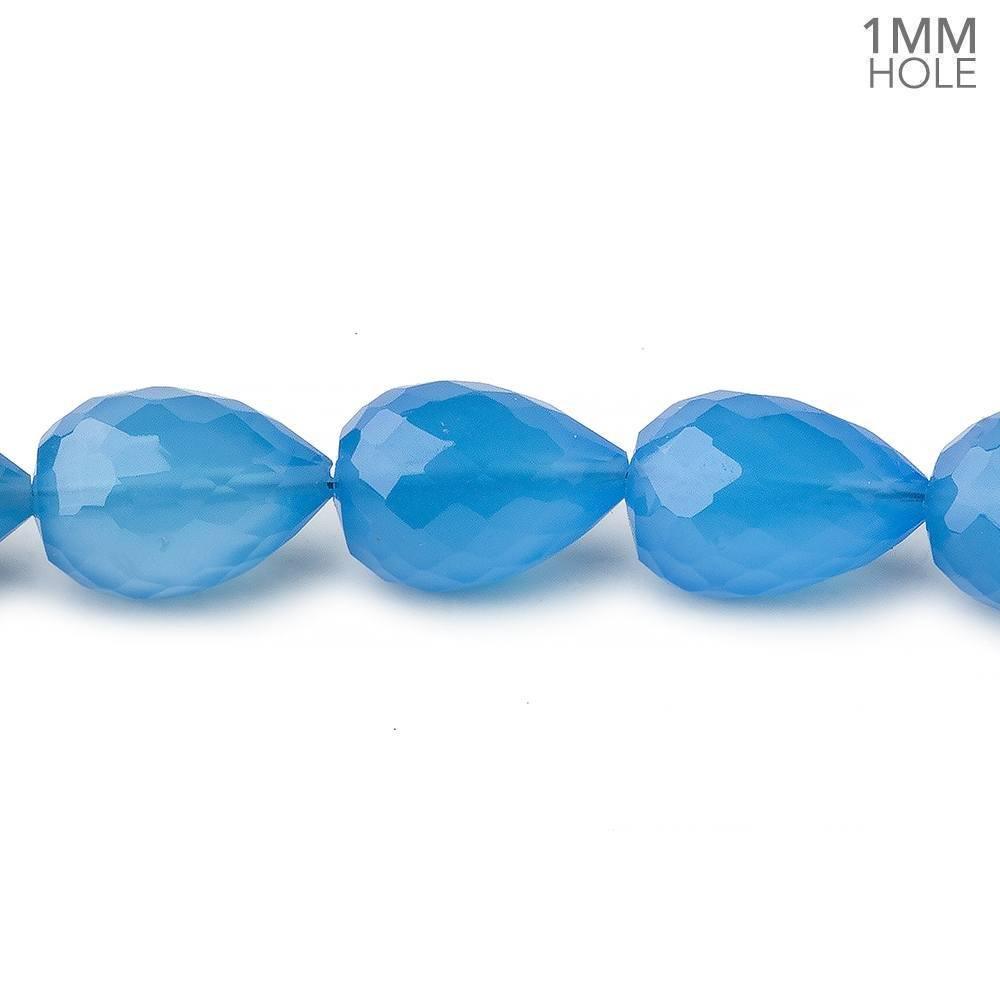 Santorini Blue Chalcedony Faceted Teardrop Beads 8 inch 17 pieces - The Bead Traders
