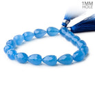 Santorini Blue Chalcedony Faceted Teardrop Beads 8 inch 17 pieces - The Bead Traders