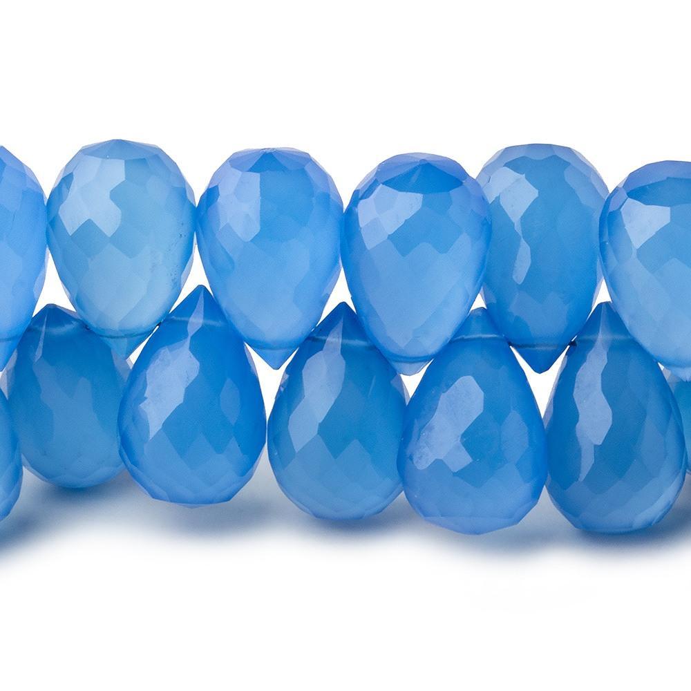 Santorini Blue Chalcedony Faceted Teardrop Beads 8 inch 50 pieces - The Bead Traders