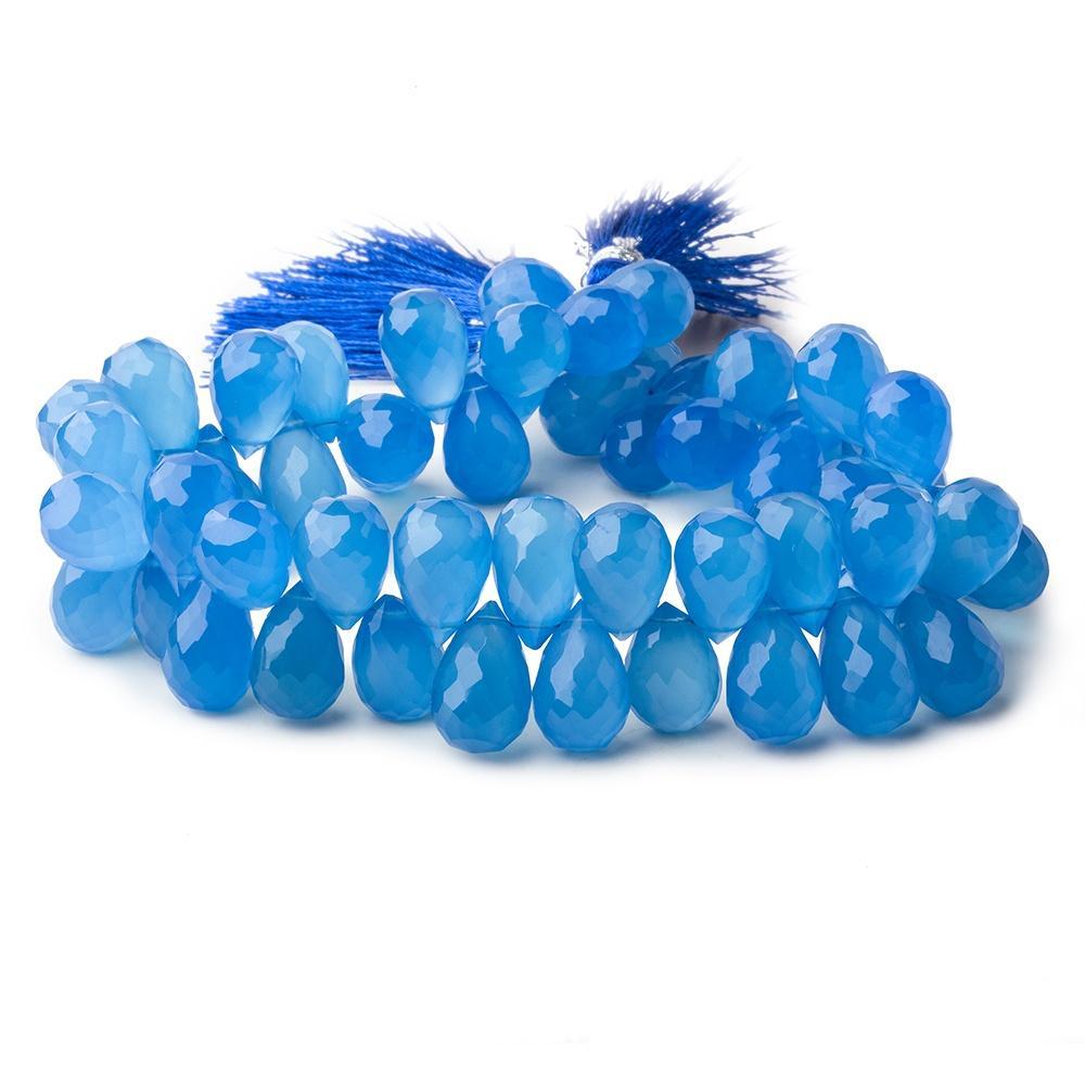 Santorini Blue Chalcedony Faceted Teardrop Beads 8 inch 50 pieces - The Bead Traders