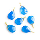 Santorini Blue Chalcedony Pear Wire Wrapped Pendant 1 Piece - The Bead Traders