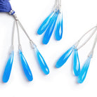 Santorini Clear Blue Chalcedony Faceted Teardrop Pendants 3 beads - The Bead Traders