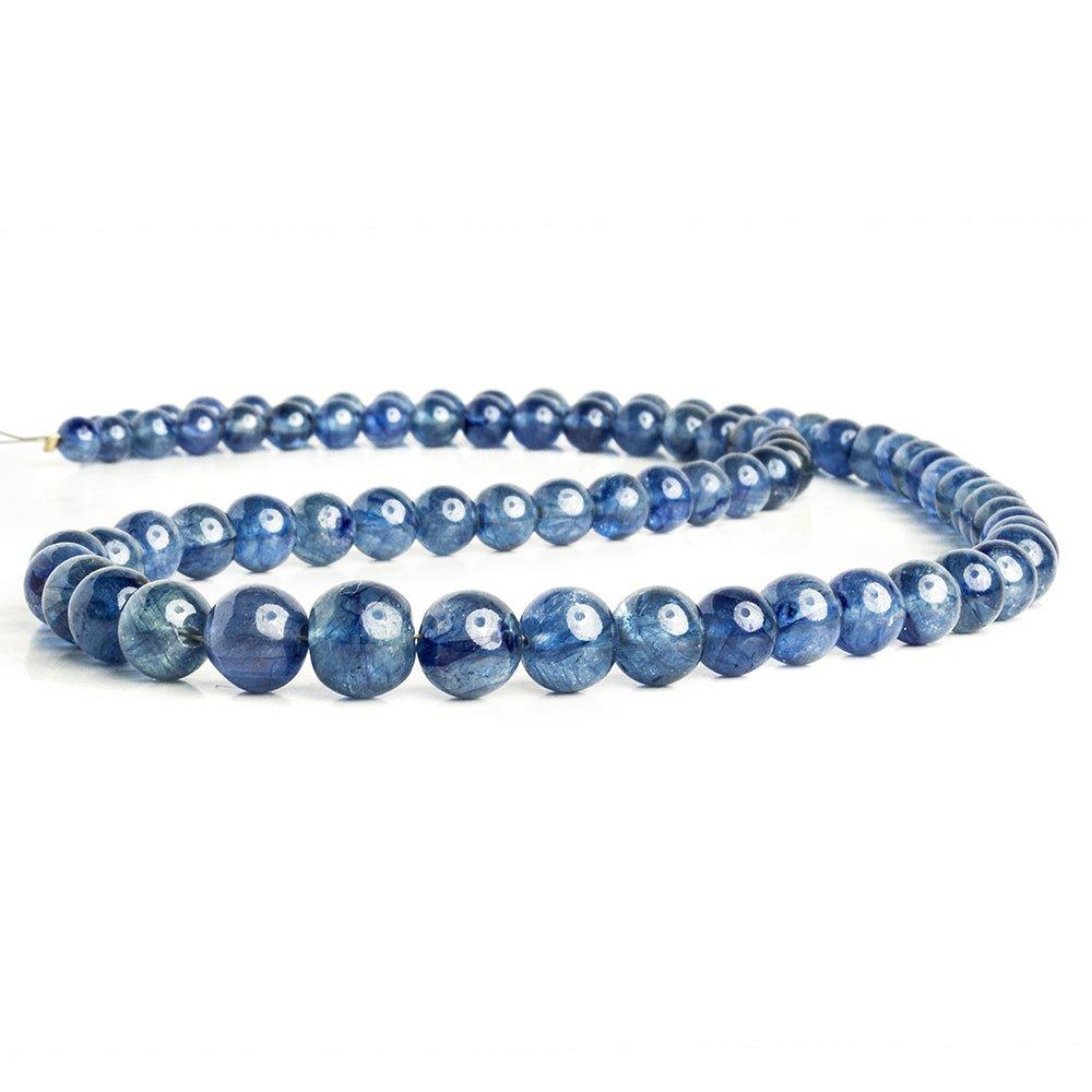 Sapphire Plain Round Beads 18 inch 75 pieces - The Bead Traders