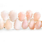Scalloped Edge Pink Peruvian Opal Faceted Pear Beads 8 inch 54 pieces - The Bead Traders