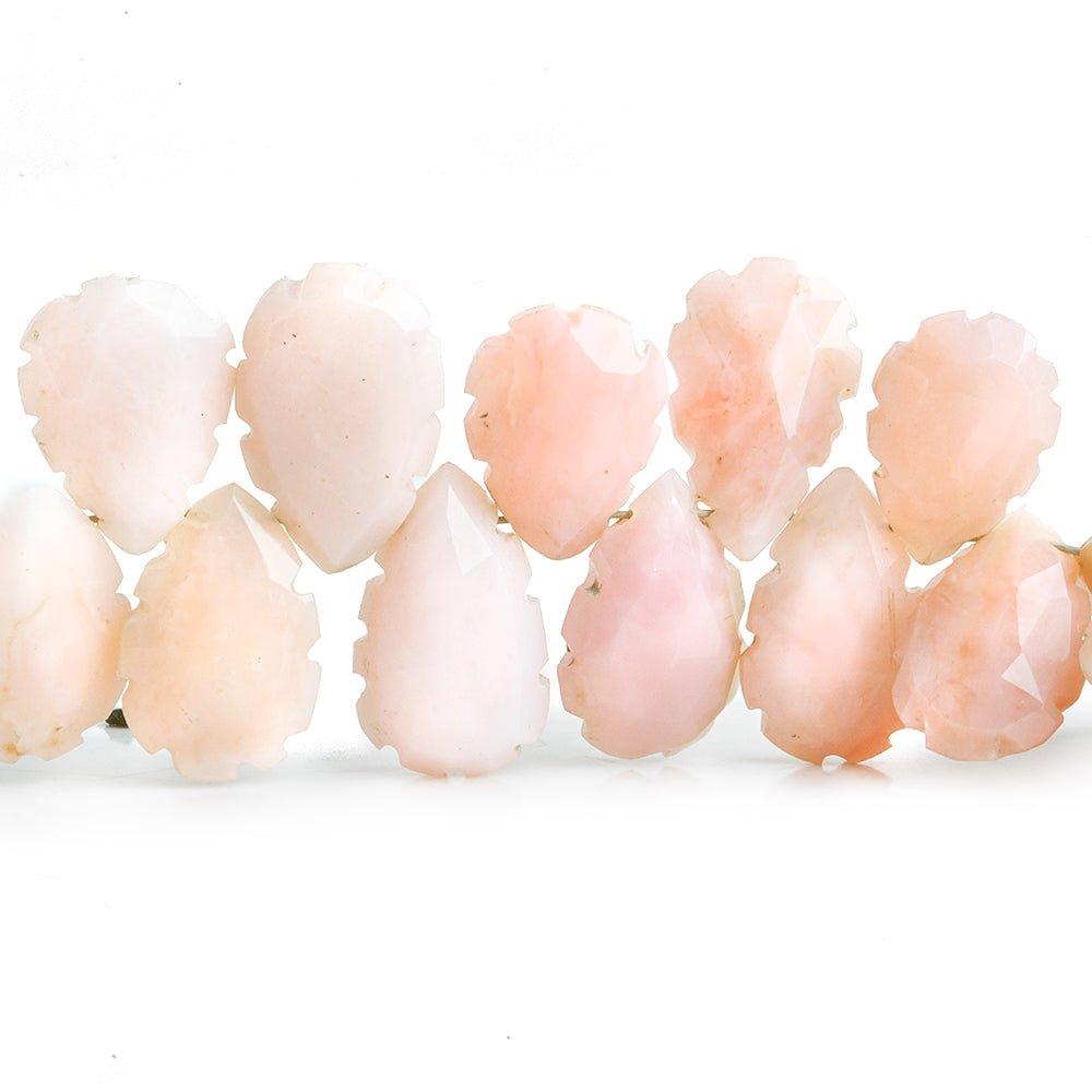 Scalloped Edge Pink Peruvian Opal Faceted Pear Beads 8 inch 54 pieces - The Bead Traders