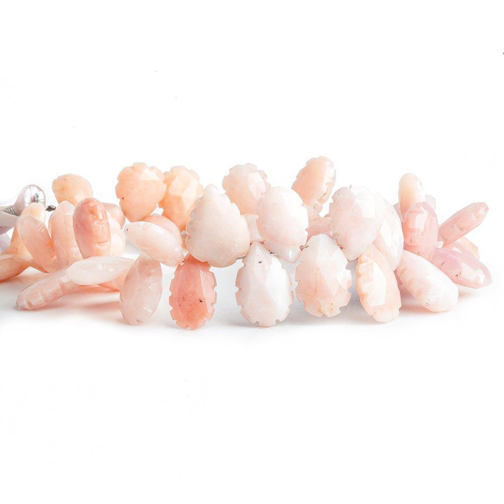 Scalloped Edge Pink Peruvian Opal Faceted Pear Beads 8 inch 54 pieces - The Bead Traders