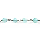 Seafoam Blue Chalcedony Faceted Coin Black Gold Chain 28 pieces - The Bead Traders