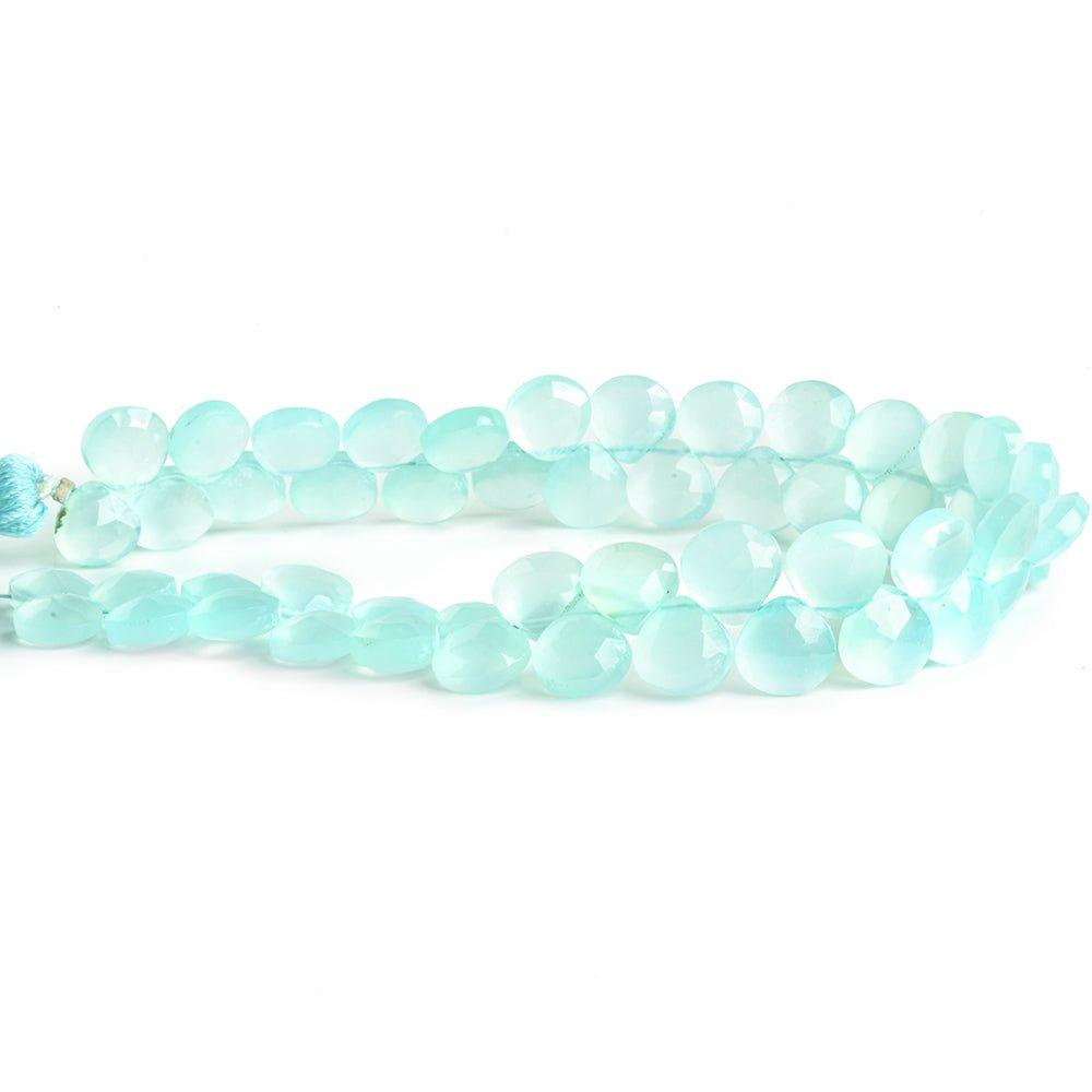 Seafoam Blue Chalcedony Faceted Heart Beads 8 inch 45 pieces - The Bead Traders