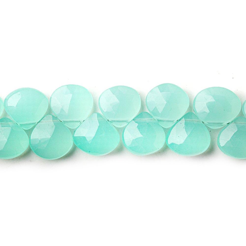 Seafoam Blue Chalcedony faceted hearts 8 inch 37 beads 8x8-10x10mm - The Bead Traders