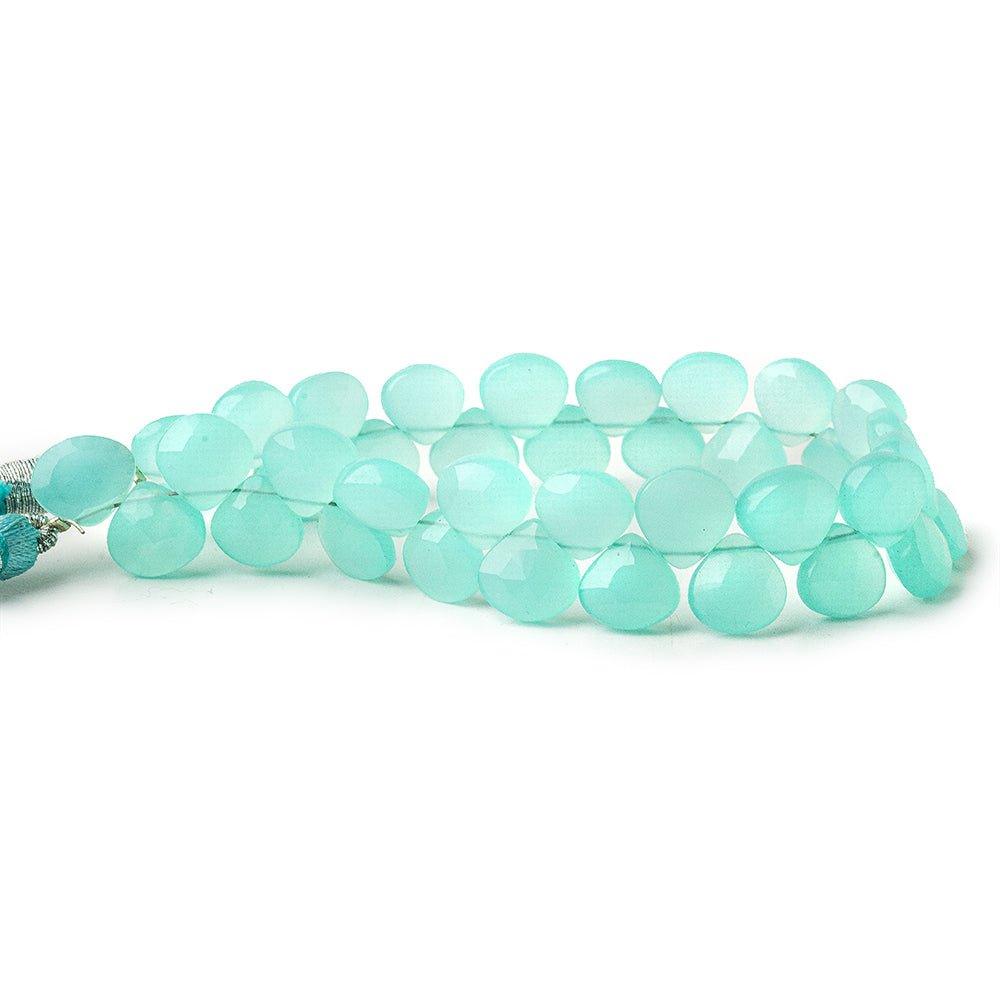 Seafoam Blue Chalcedony faceted hearts 8 inch 37 beads 8x8-10x10mm - The Bead Traders