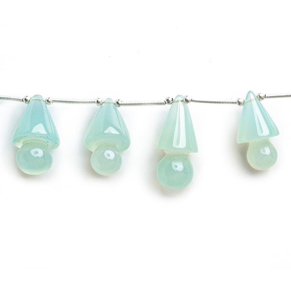 Seafoam Blue Chalcedony Fancy Cone Beads 7.5 inch 9 pieces - The Bead Traders