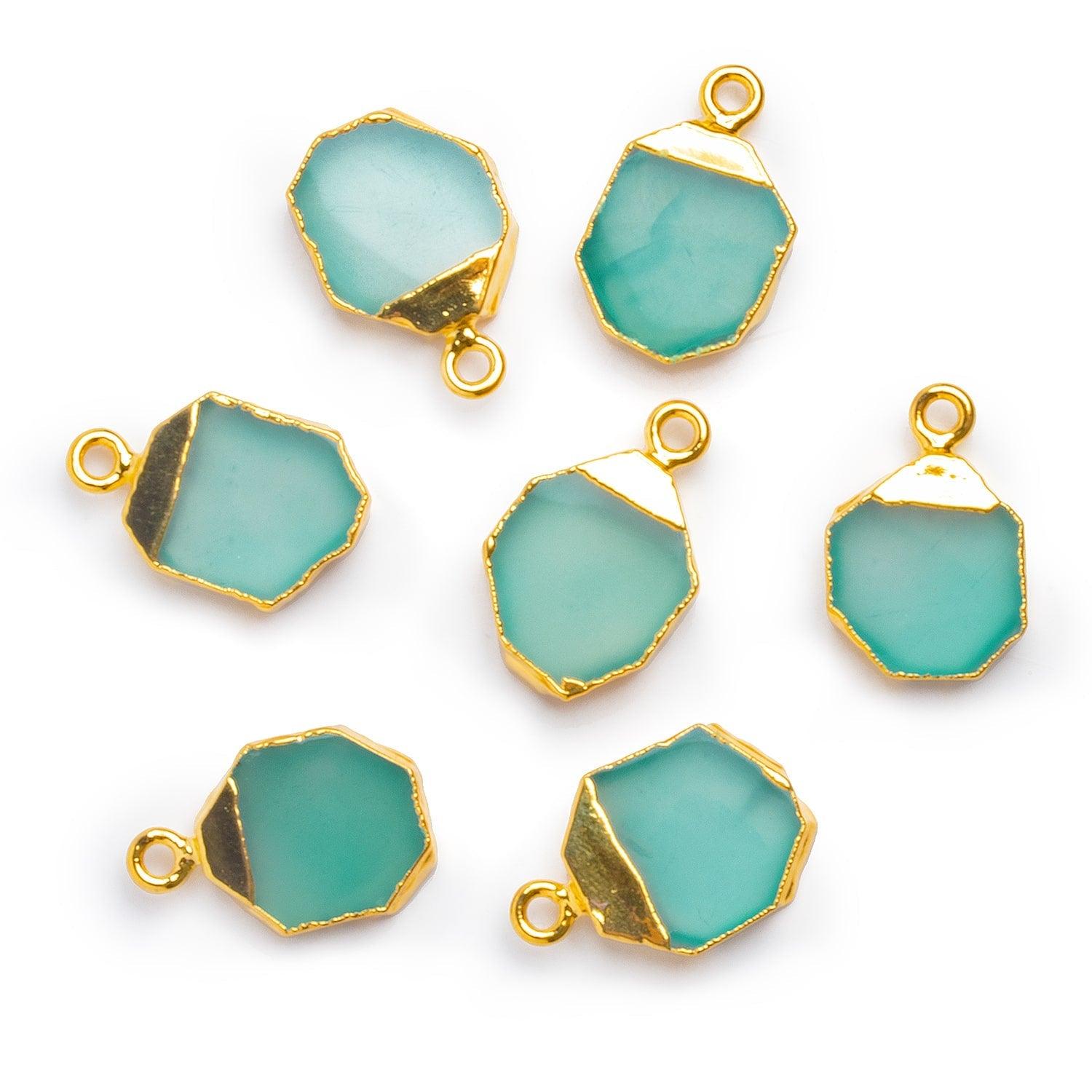 Seafoam Blue Chalcedony Gold Leafed Nugget Pendant 1 Bead - The Bead Traders