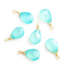 Seafoam Blue Chalcedony Pear Wire Wrapped Pendant 1 Piece - The Bead Traders