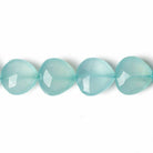 Seafoam Blue Chalcedony straight drilled faceted heart beads 8 inch pieces - The Bead Traders