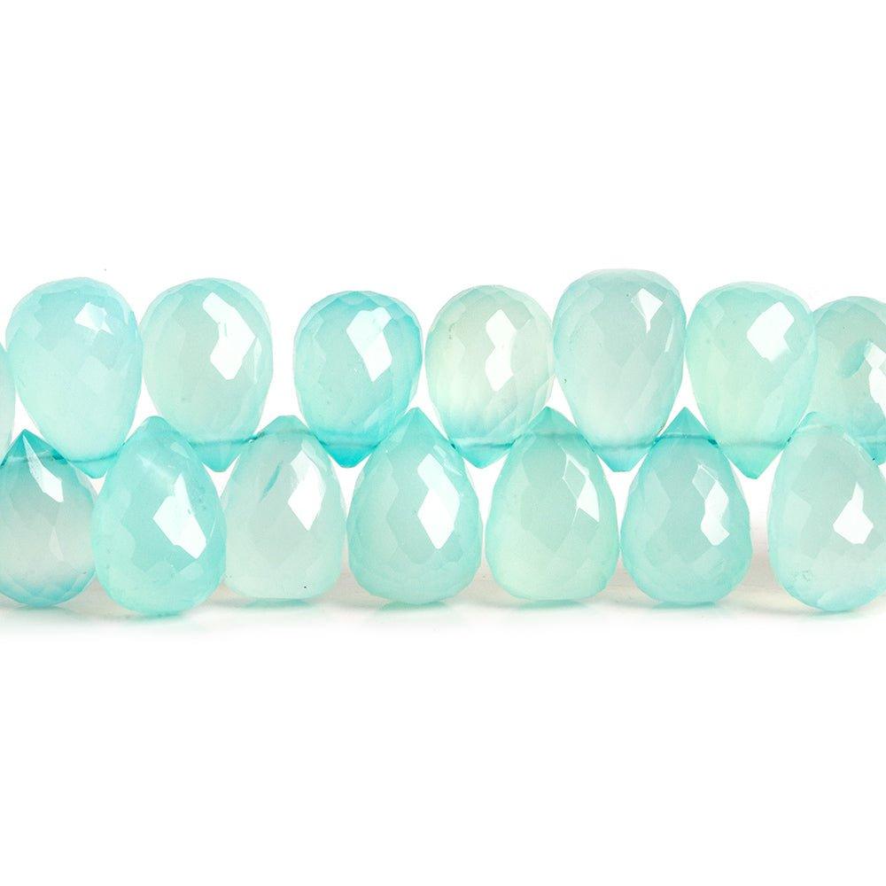 Seafoam Blue Chalcedony top drilled faceted tear drop beads 8 inch 52 pieces - The Bead Traders