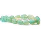 Seafoam Blue Green Agate Tumbled Hammer Faceted Oval beads 8 inch 13 pieces - The Bead Traders