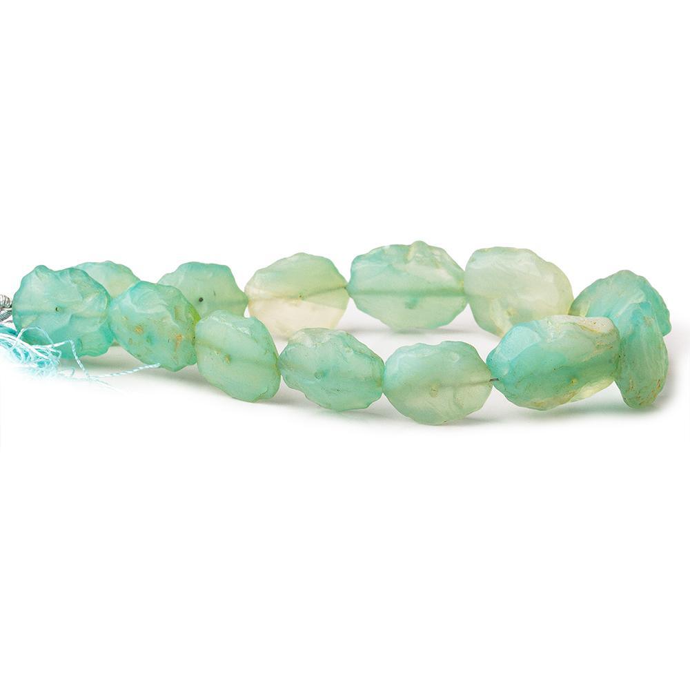 Seafoam Blue Green Agate Tumbled Hammer Faceted Oval beads 8 inch 13 pieces - The Bead Traders