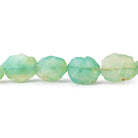 Seafoam Blue Green Agate Tumbled Hammer Faceted Oval beads 8 inch 13 pieces - The Bead Traders