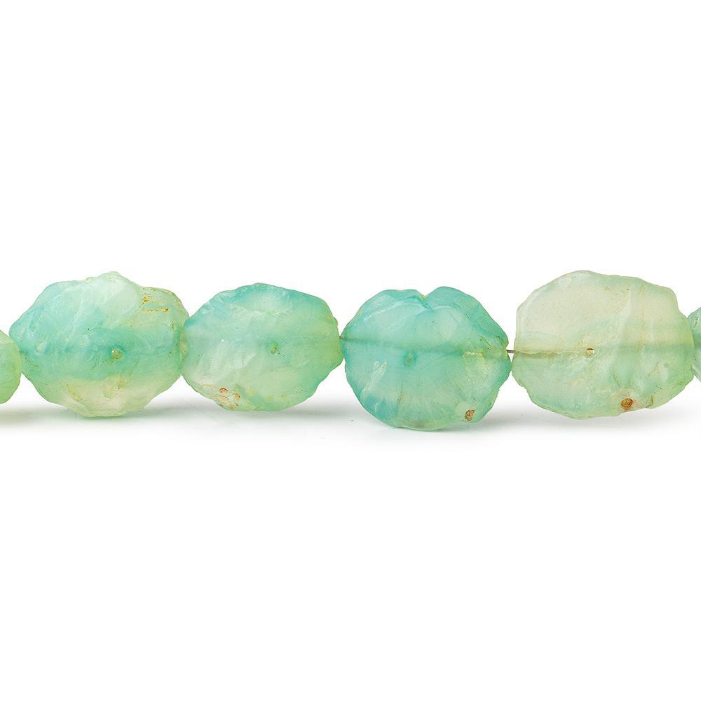 Seafoam Blue Green Agate Tumbled Hammer Faceted Oval beads 8 inch 13 pieces - The Bead Traders