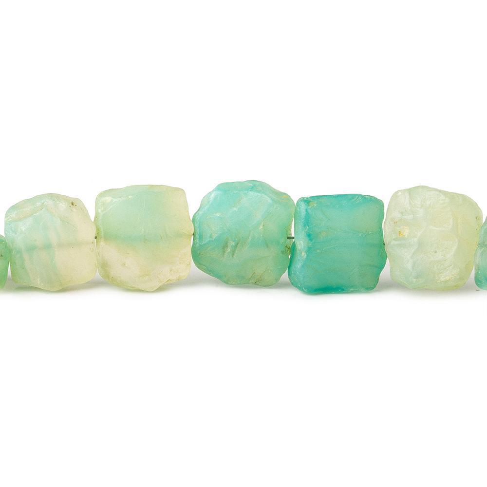 Seafoam Blue Green Agate Tumbled Hammer Faceted Square beads 7.5 inch 16 pieces - The Bead Traders